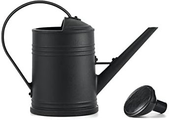 Ailovone Gießkanne mit Brause 2Liter klein Pflanzengießkanne Kunststoff Gießkanne Garten Wasserkanne mit Sprinklerkopf Langer Mund tragbares Gefäß dekorative Gartengeräte (Schwarz)