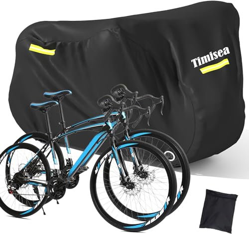 MOZMY Fahrradabdeckung Wasserdicht, Fahrrad Abdeckplane für 1 2 Fahrräder, 205x110x80 cm, 210D Oxford-Gewebe Schutzhülle Fahrradgarage Abdeckplane mit Schlosslöcher