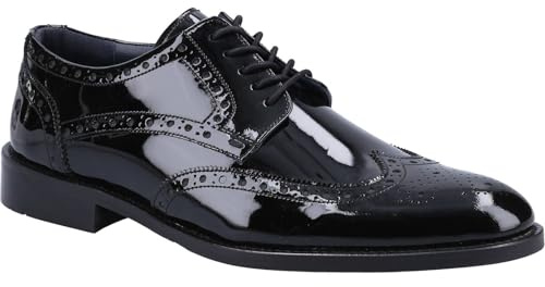 Hush Puppies Dustin Brogue Patent Leather Men's Black Patent Brogues Shoes - UK 10