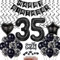 Schwarz 35. Geburtstag Dekoration, Luftballon 35. Geburtstag Deko, Schwarz Tortendeko 35 Jahre Mann, Deko 35. Manner Frau, Deko 35. Ballons