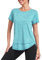 Deaviya Sport T-Shirt Damen, Kurzarmshirt Frauen, Workout Tops Rundhalsausschnitt Athletisch Lässig Laufen Yoga Fitness T-Shirts Locker (DE/NL/SE/PL, Alphanumerisch, M, Blaugrün)