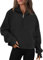 Timuspo Felpa da donna con cappuccio con fodera interna in pile, basic zip Up con cappuccio, maglione invernale da donna, Nero , L
