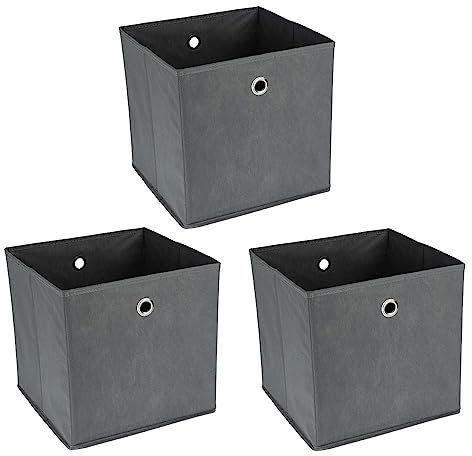 Ideen mit Herz Aufbewahrungsboxen | faltbar | 30 x 30 x 30 cm | 3 Stück (grau)