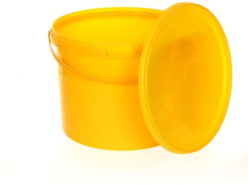 BenBow Cubo con Tapa 10l Amarillo 5X 10 litros - Apto para Alimentos, Resistente, hermético, a Prueba de Fugas, sin olores - contenedor de plástico para Almacenamiento, con asa - vacío