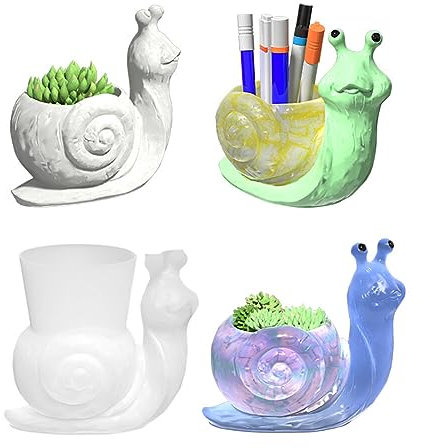 Blumentopf Beton Gießform,Schnecken Silikonform Blumentopf Epoxidharz Form Schnecken Silikon Formen Süße Schnecken Vase Epoxidharz Form für DIY Sukkulenten Pflanzgefäße Blumentopf Handwerk