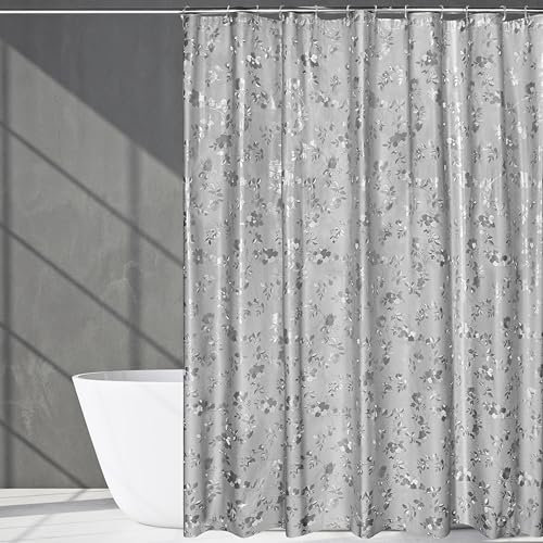 Yeahshion Duschvorhang aus Eva, Schimmelresistent, 183 x 183 cm, Grau bis Rosa, Wasserdichter Badezimmervorhang mit 12 Rostfreien Haken für Badewanne, Dusche