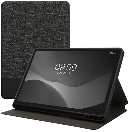 kwmobile Schutzhülle kompatibel mit Samsung s9 FE - Hülle Slim - Tablet Cover Case mit Ständer Dunkelgrau Schwarz
