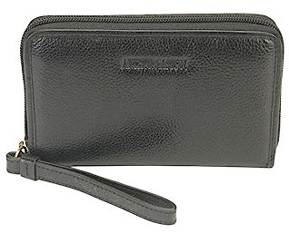 Arthur&Aston Portefeuille Noir Classique Femme Cuir Léger 3 Poches 1 Section Porte Monnaie Femme WALLET