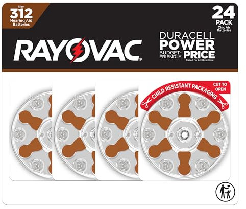 Rayovac Lot de 24 Piles pour appareils auditifs Taille 312