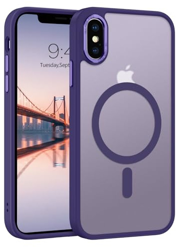 Telaso for iPhone X Case, iPhone Xs Phone Case Compatible with Magsafe Wireless Charging Translucent Matte Back Shockproof Anti-Scratch Anti-Yellow Protective Magnetic iPhone X/XS Case, Deep Purple