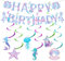 PIWOSGOL Meerjungfrau Geburtstag Deko, Iridescent Mermaid Garland mit Seepferdchen Seashell Starfish Quallen, Happy Birthday Girlande für Mädchen für Unterwasserwelt Mermaid Party Zubehör