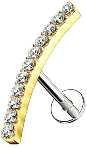 Piersando Nasenpiercing Helix Ohr Knorpel Ohr Piercing Stecker Multi Kristall Bogen Innengewinde Gold 6mm