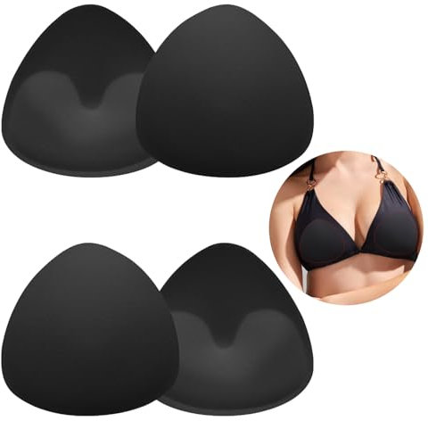 TENGEE 2 Paar BH Einlagen,Bra Pads,BH-Pads,Bikini Einlagen BH-Polsterung,Schwarz Dreieckige Atmungsaktive BH Pads,BH Cups Schalen Zum Polster Einnähen,für Frauen,Mädchen,Bademode