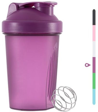 huiyoujiu Bouteille shaker de protéines, shaker de compléments avec boule de mélange, tasse d'eau portable avec couvercle à rabat étanche, bouteille de milkshake de 400 ml pour gym, sport, fitness