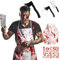 Halloween Kostüm Herren, Metzger Kostüm, Metzgerschürze mit Messer Halloween Axt Im Kopf und 10 Stück Halloween Narben Tattoos, Horror Kostüm Halloween Accessoires für Halloween Party Cosplay