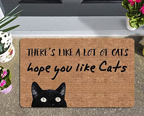 Traqunn Hope You Like Cats Doormat Funny Door Floor Mat Indoor Entryway Mat Rubber Front Door Mat Entrance Rug Outdoor Patio Mat Waterproof 24X16 In