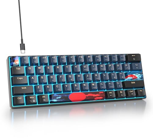 SbocKeeb Clavier Gamer Mécanique 60%,Clavier 60 pourcent Filaire Gaming de Jeu Switchs Red, QWERTY American, LED Rétroéclairé, Mini 60% Claviers Gaming pour PC