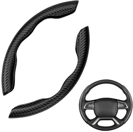 Autolenkradbezug, Neuer Rutschfester Lenkradbezug, Kohlefaser-Strukturleder, Schweißfest, Universelle Lenkradhüllen, Geeignet für Autolenkräder (Schwarz)