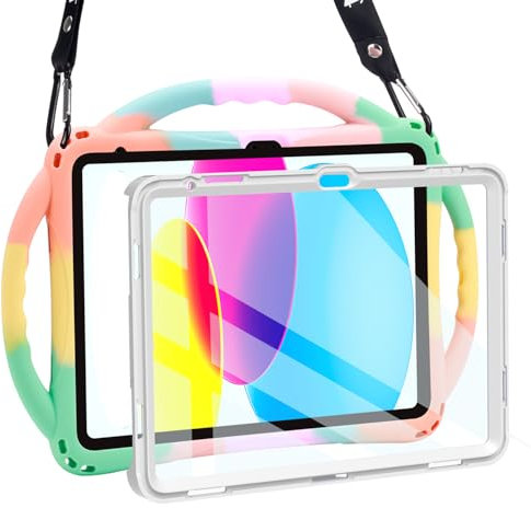 TOPESCT Funda infantil para iPad A16 de 11ª/10ª generación (2025/2022) de 11 pulgadas/11.9 pulgadas, hecha de silicona apta para niños, con protector de pantalla integrado, funda con mango a prueba de
