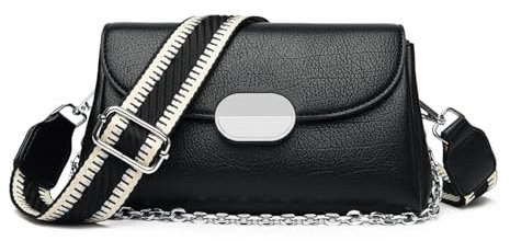 JANSBEN Umhängetasche Damen Veganleder Handtasche Abendtasche Handytasche 3 Fächern Crossbody Bag Clutch Schultertasche mit Verstellbar Abnehmbar Breiter Gurt