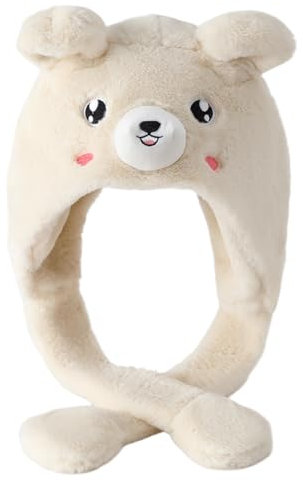 Laahoem Bewegliche Ohr Bär Hut Damen Nette Lustige Plüsch Bunny Hut Cap Tier Cosplay Geburtstagsfeier Geschenk Beige