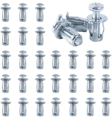 DAIRYCOF Tasselli da parete cava, 20 pezzi, in metallo, M8 x 30, Jack Nuts, dado a petalo, viti di espansione, tasselli in metallo, tasselli per pareti sottili, porte cave, lamiera di ferro