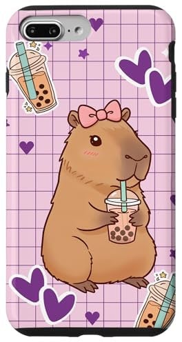 Kawaii Anime Capybara Drinking Boba Bubble Tea Kids Girls Case for iPhone 7 Plus/8 Plus
