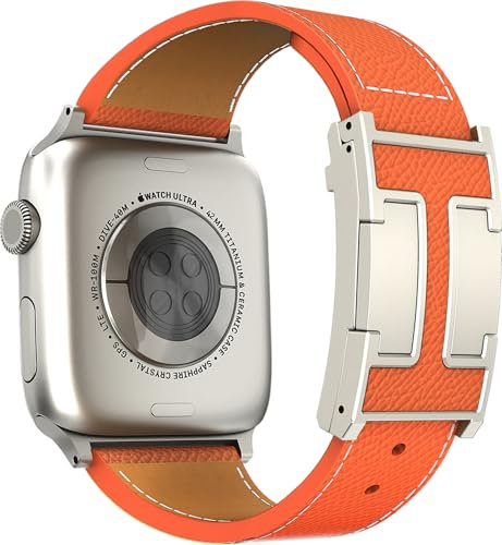 Magnetisches Lederarmband kompatibel mit Apple Watch Ultra Strap 49 46 45 44 42 41 40 38 mm, Designer-Ersatzarmband für Männer und Frauen, iWatch Ultra 2/Ultra/SE/Serie 10/9/8/7/6/5/4/3 /2/52