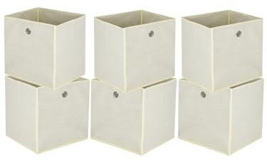 Generisch 6er Faltboxen 32x32x32 cm – Aufbewahrungsboxen aus Stoff mit Griffloch – Faltbare Würfelboxen für Kallax Regal, Raumteiler, Kinderzimmer & Büro (Beige)