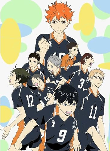 ERUZO 5D-Diamant-Malset für Kinder, japanisches Anime-Poster „Haikyuu!“, Heimdekoration, Geschenk, 40 x 40 cm