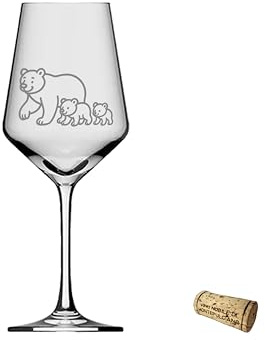 eXODA Weinglas Gravur Braunbär mit Baby 350ml absolut spülmaschinenfest für unvergessliche Abende mit Freunden elegantes Design pflegeleicht und geeignet für viele Anlässe