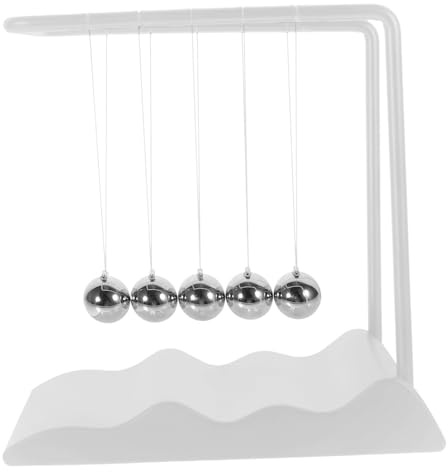 Newton Pendelperlen Weiß Eisen Pp Lernmodell für Physik | Schreibtisch Ornament, Geeignet für Wohnheim und Wissenschaftsklassen, Kreativ und Schlicht
