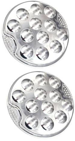 Toyvian - Juego de platos de caracoles (2 unidades, acero inoxidable, bandeja de hornear, compartimentos antioxidantes, resistentes a los desgastes, para barbacoa y horno