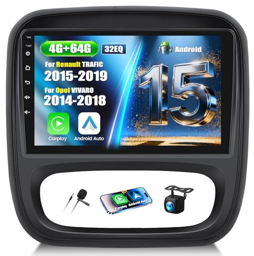 Zomolither 4+64G Android 15 Autoradio für Renault TRAFIC 2015-2019/Opel VIVARO 2014-2018-Wireless Carplay Android Auto, 9 Zoll Bildschirm Autoradio mit GPS/WiFi/FM/RDS SWC+Rückfahrkamera