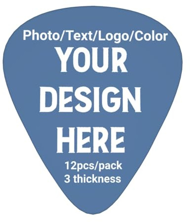 Púa guitarra personalizada 12 piezas con foto y logo | Palillos personalizados para ukulele con 3 grosores (0.46mm/0.71mm/0.96mm)