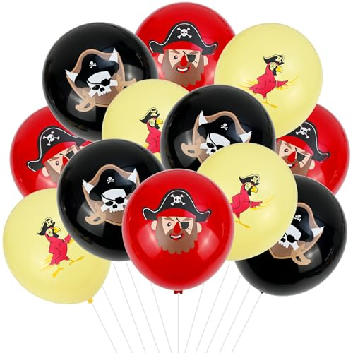 NISENTIA 12 Stück Piraten Luftballons, 12 Zoll Piraten Deko Kindergeburtstag Latexballons Piratenschiff Luftballons Piratenparty-Dekorationen Kindergeburtstag Piratengeburtstag Ballons Piratendeko