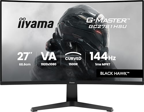 iiyama G-Master Black Hawk GC2781HSU-B1 Curved Full-HD VA Gaming-Monitor | 68.6 cm, 27“, 120Hz, 1ms, 1500R , HDMI, DP, USB2.0, Lautsprecher, Kopfhöreranschluss, FreeSync, Black Tuner, VESA, schwarz