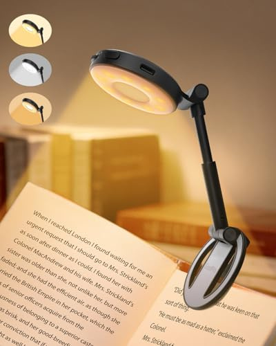 EastPin Book Light Clip on Reading Light for Books in Bed Eye Caring 18 LED | Rechargeable, 3 Colours Stepless Dimming Memory Timer Night Reading Lamp, Stocking Fillers Kids Secret Santa Gifts for Women