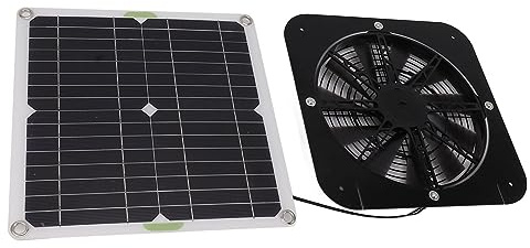 Asixxsix Solarbetriebener Ventilator, 100 W Hochgeschwindigkeits-Solar-Abluftventilator, Solar-Gewächshausventilator mit Solarpanel-Set für Hühnerställe, Gewächshäuser, Schuppen, Haustierhäuser,