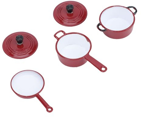 Dioche Batterie de Cuisine Miniature pour Maison de Poupée - Mini Casseroles et Poêles en Métal en Alliage avec Revêtement en émail Brillant – Parfait pour Les Accessoires de Cuisine de Maison de