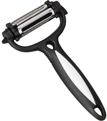 AEX 3-in-1 Multifunction Potato Peeler - Non-Slip Kitchen Tool, Durable Stainless Steel Fruit & Vegetable Julienne Peeler (Black)