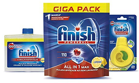 Finish All in 1 Max Kit Pastiglie Lavastoviglie 110 Tabs + Curalavastoviglie + Deodorante