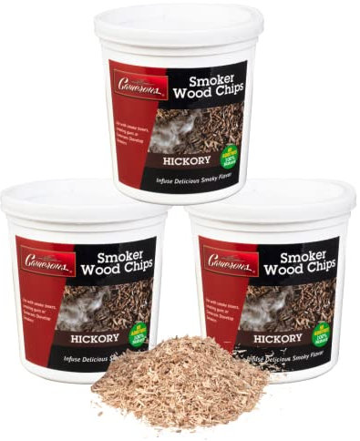Camerons Räucherspäne (hickory) ofengetrocknet, 100 % natürliche, extra feine Holzspäne – Vorteilspack, 3 Pints Grillchips