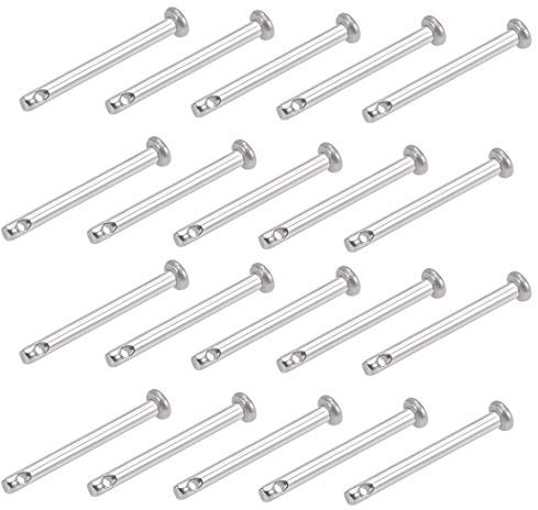 sourcing map 20Stk. Einzelloch Gabelbolzen flacher Kopf 304 Edelstahl Verbindung Scharnierbolzen 3mm X 30mm