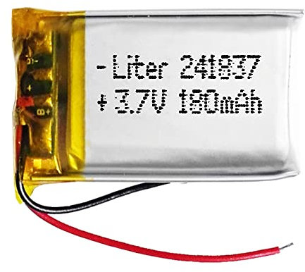 Akku 241837 LiPo 3.7V 180mAh 0.666Wh 1S 5C Liter Energy Battery Lithium Polymer Batterien Schutzplatine für Elektronik Wiederaufladbar - Nicht geeignet für Funksteuerung 39x18x3mm (180mAh|241837)