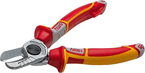 VDE Cable Cutter 160mm, Blade Edge Flush, Cutting Capacity Max 16mm, for Use with Cables, Overall Length 160mm, NWS - 043-49-VDE Series