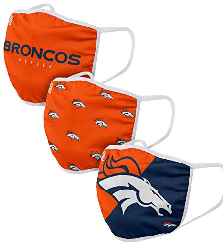 FOCO Denver Broncos NFL Face Covering 3Pack Face Mask Forever Collectibles - One-Size