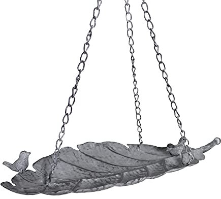 DARO DEKO Metall Vogeltränke hängend grau - 52 x 24cm Vogelbad Wasserbad