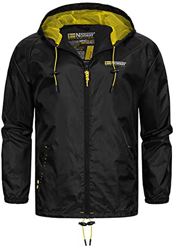 Geographical Norway Boat Men - Veste Coupe Vent Homme Outdoor - Blouson Deperlant Manches Longues Hommes - Manteau Pluie Cadeau Ideal Randonnee Saison Printemps Ete Automne Hiver (Noir M-Taille 2)