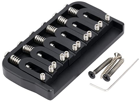 Musiclily Ultra 52,5mm Hardtail Steg Fixed Bridge für 6-Saiter Strat/Tele Style E-Gitarre, Schwarz